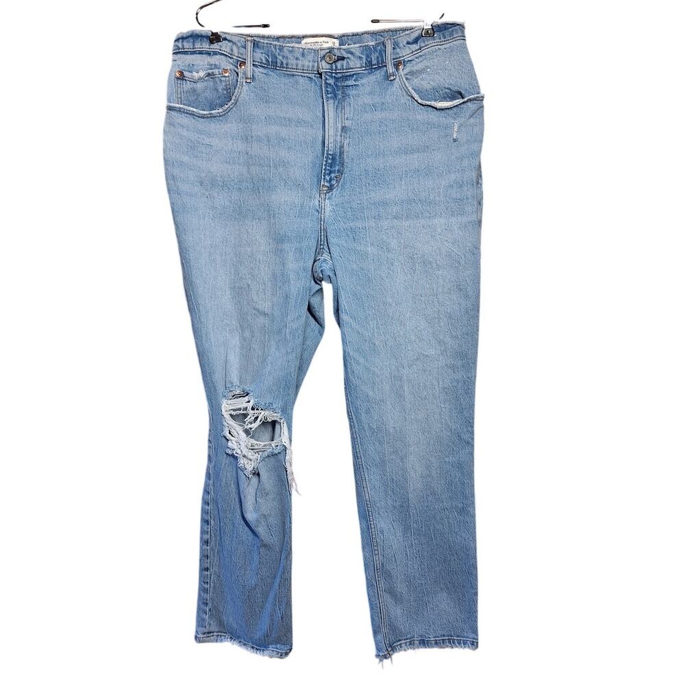 Abercrombie & Fitch the 90s straight ultra high rise jeans curve love distressed